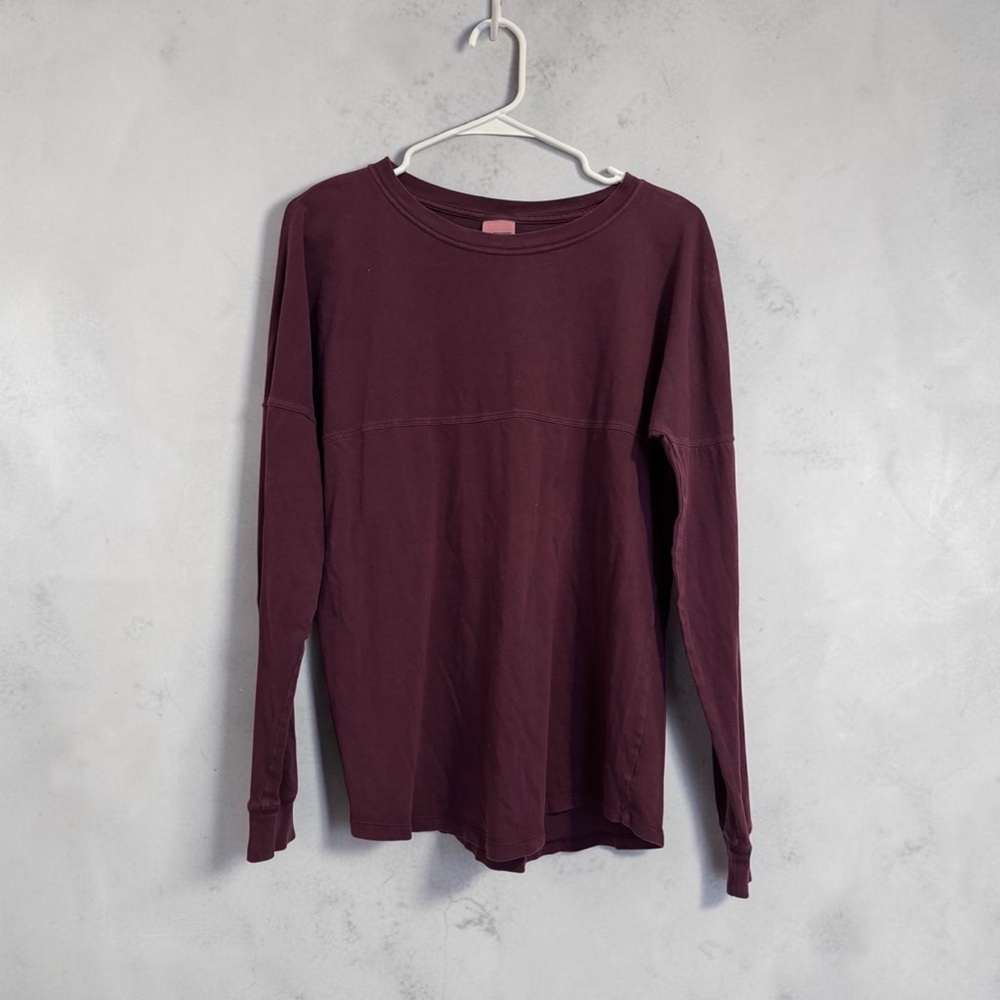 PINK Deep Wine Long Sleeve Crewneck Top | Cozy Everyday Essential for Women